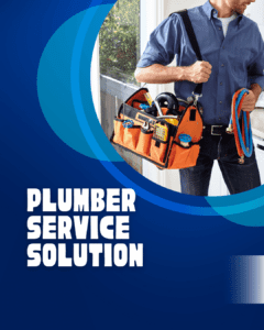 Plumber with tools offering plumbing services.