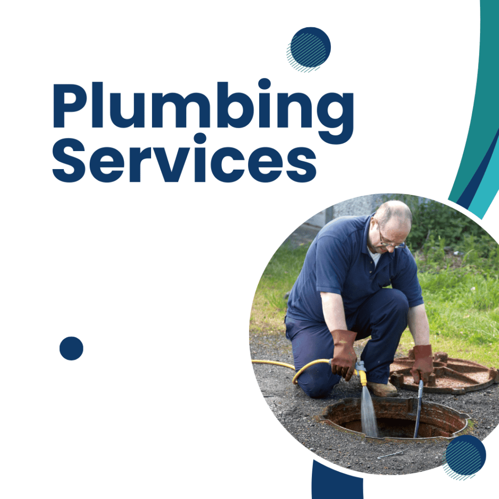 Plumber fixing outdoor sewer system.