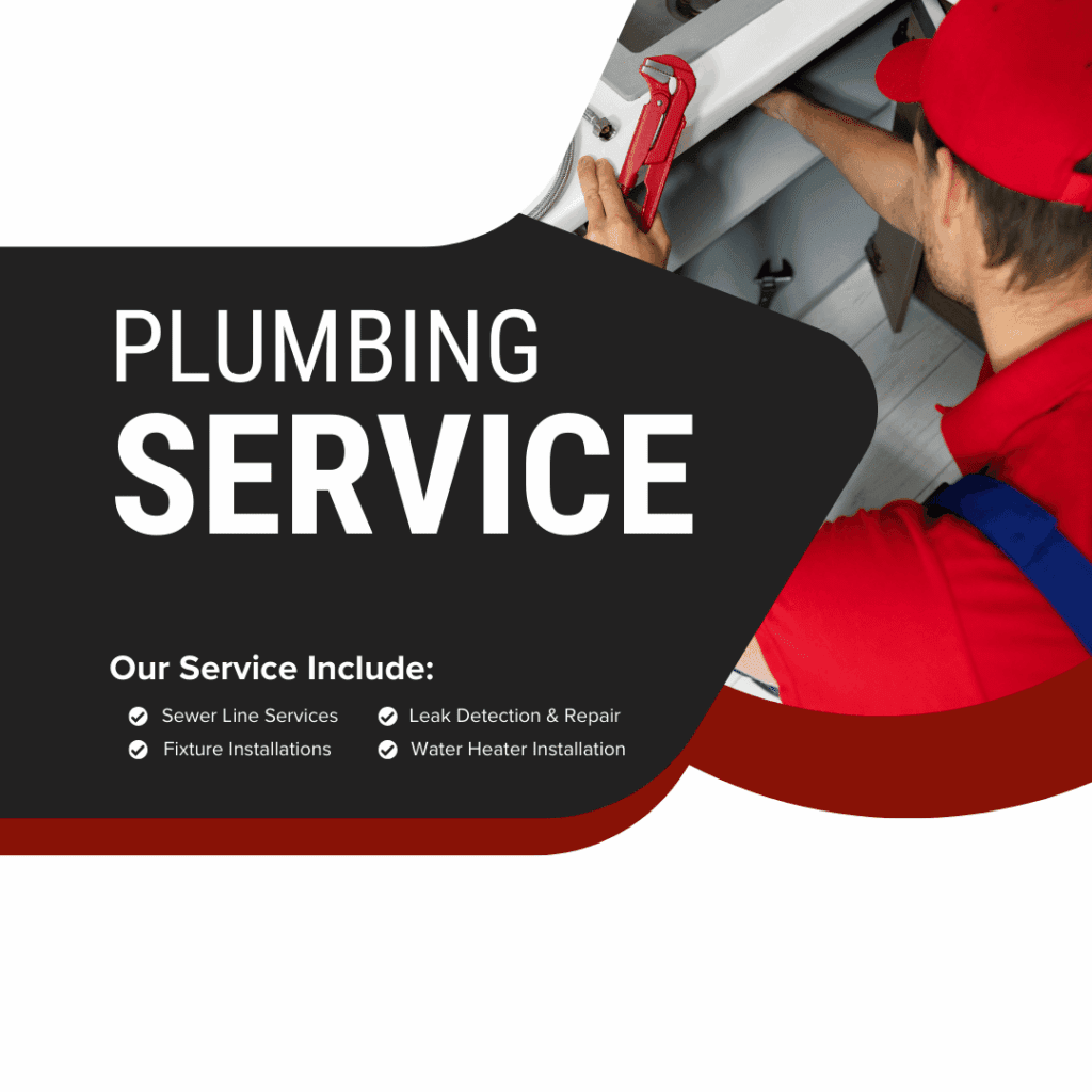 Plumbing services: sewer, leak repair, installations.