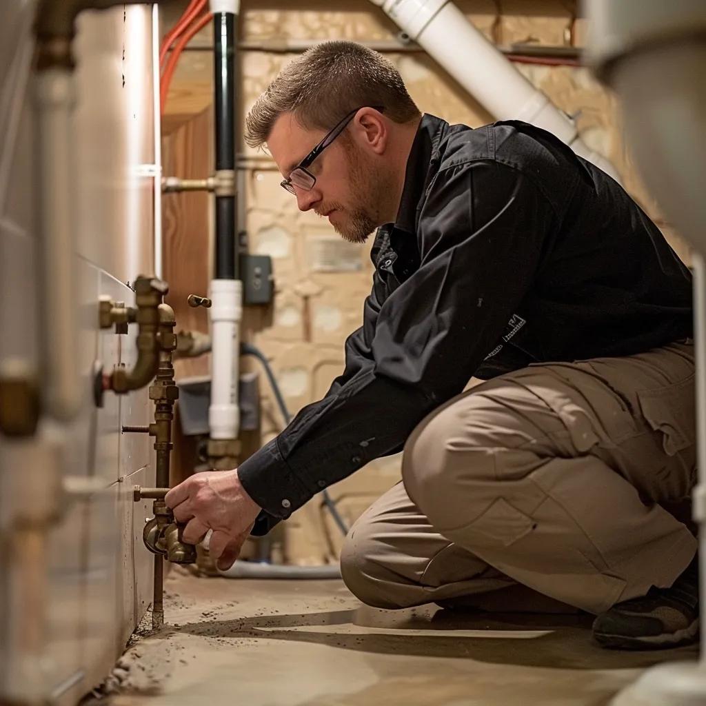 Homeowner performing preventative maintenance on plumbing, showcasing tips to avoid emergencies