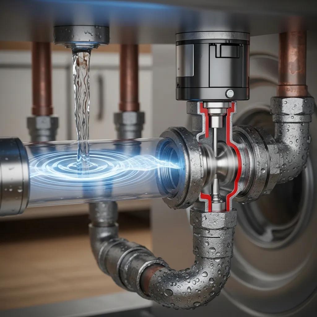 Close-up of a valve showing a fast valve closure that can cause water hammer