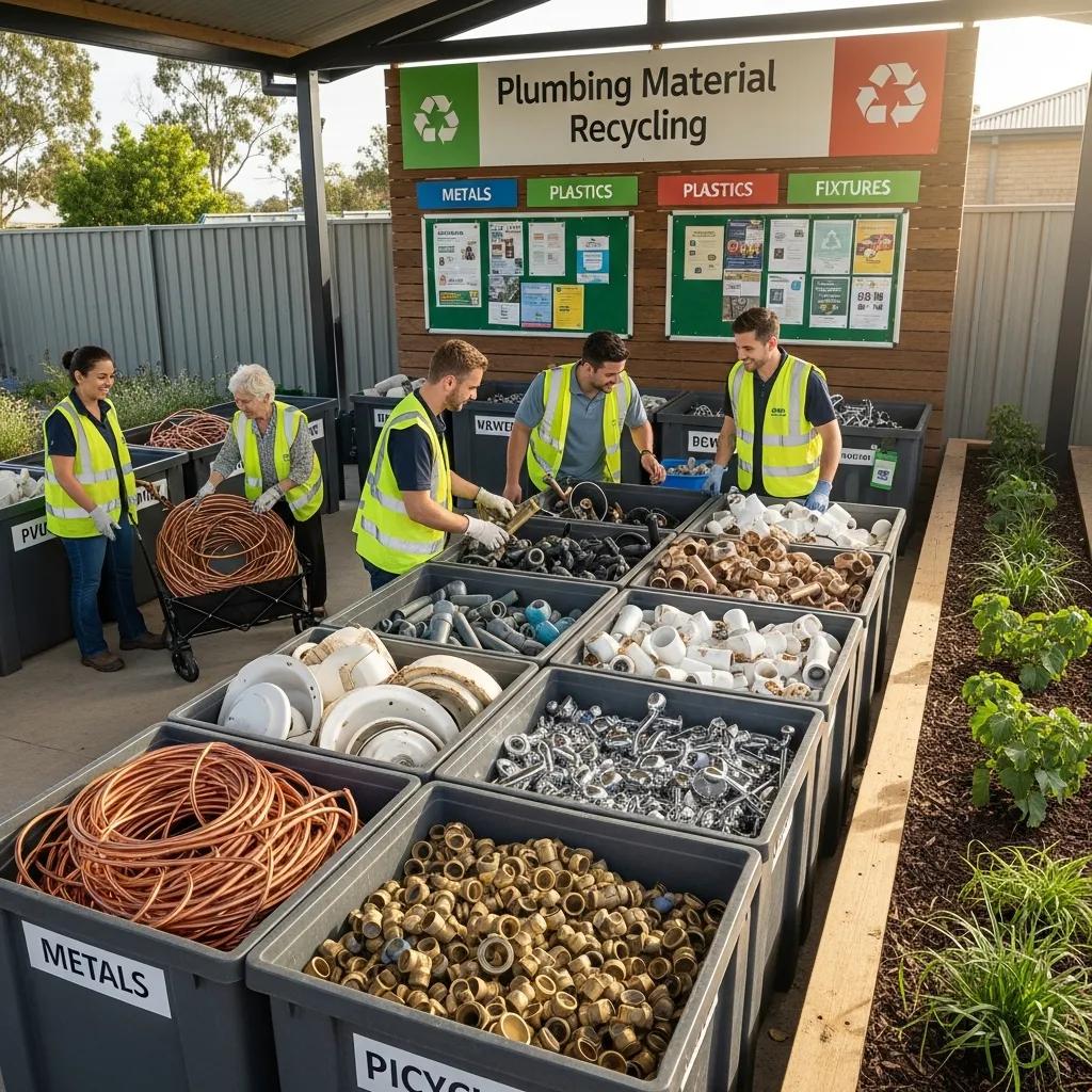 Local recycling center staff assisting a resident with appliance and metal drop-off