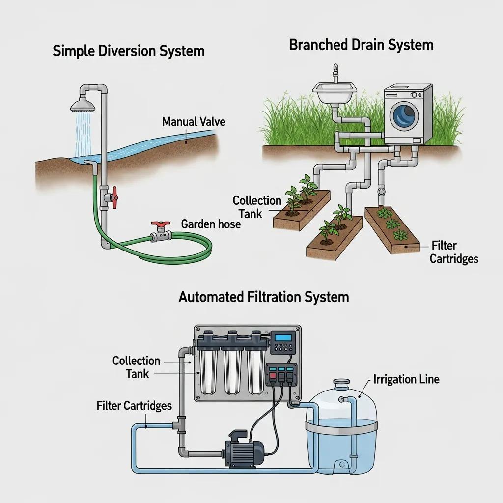 Overview of residential greywater filtration options and where each is used