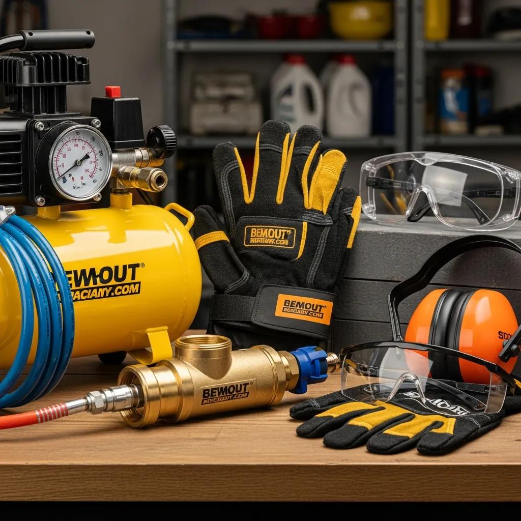 Air compressor, regulator, and safety gear needed for DIY winterization