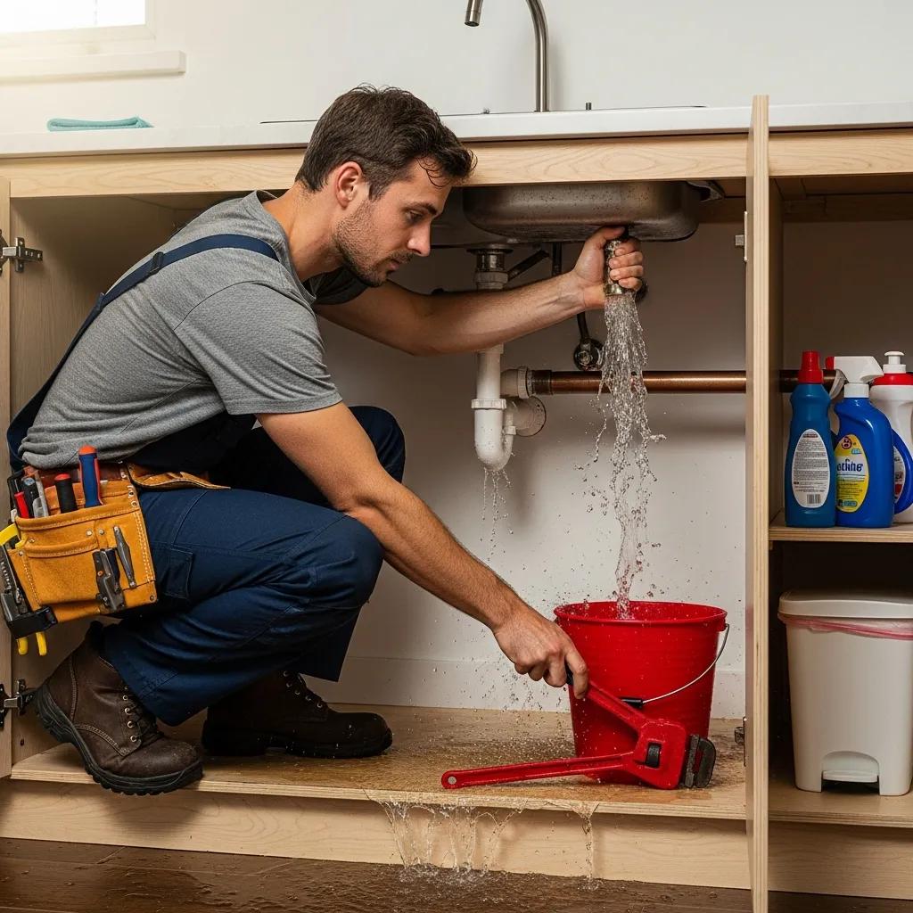 Technician responding to a residential burst pipe emergency