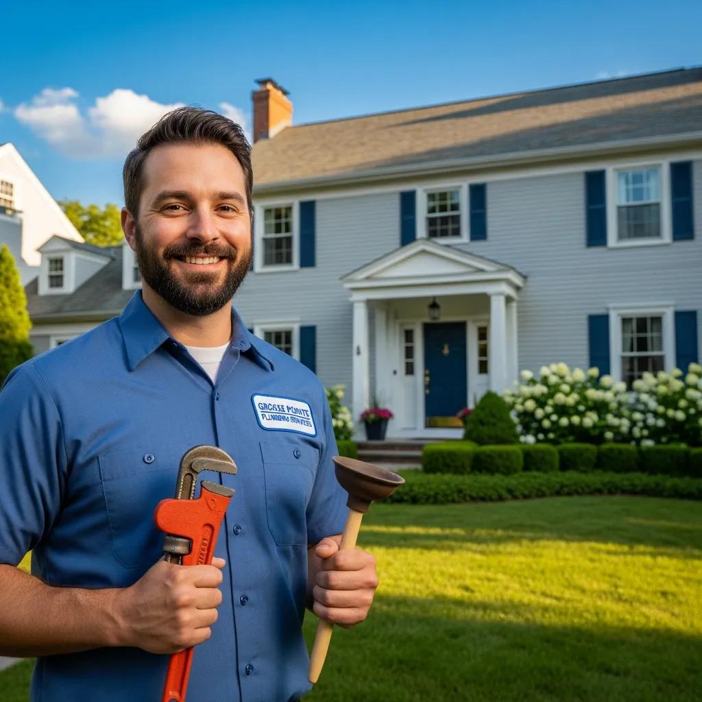 Professional plumber in Grosse Pointe Shores with tools, representing trusted plumbing services