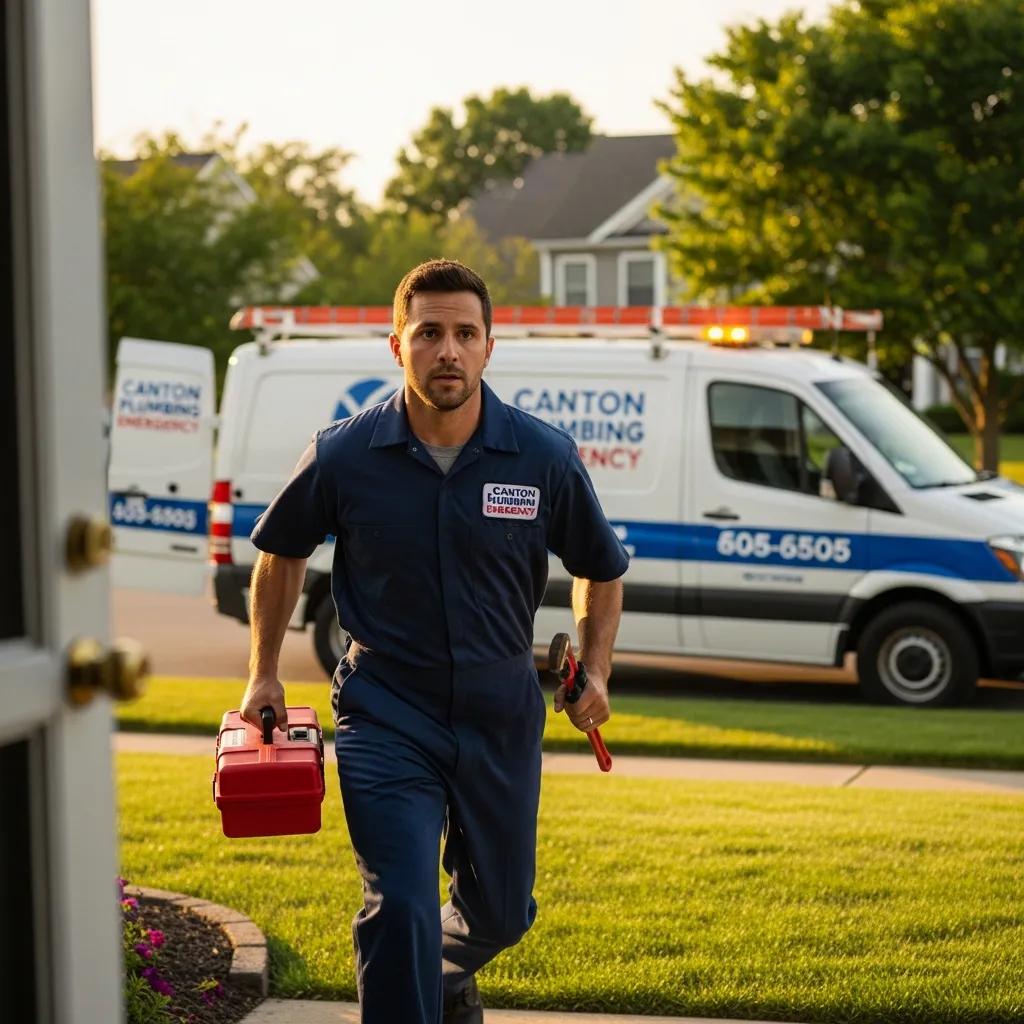 Technician responding to an emergency plumbing call in Canton &mdash; fast, professional service