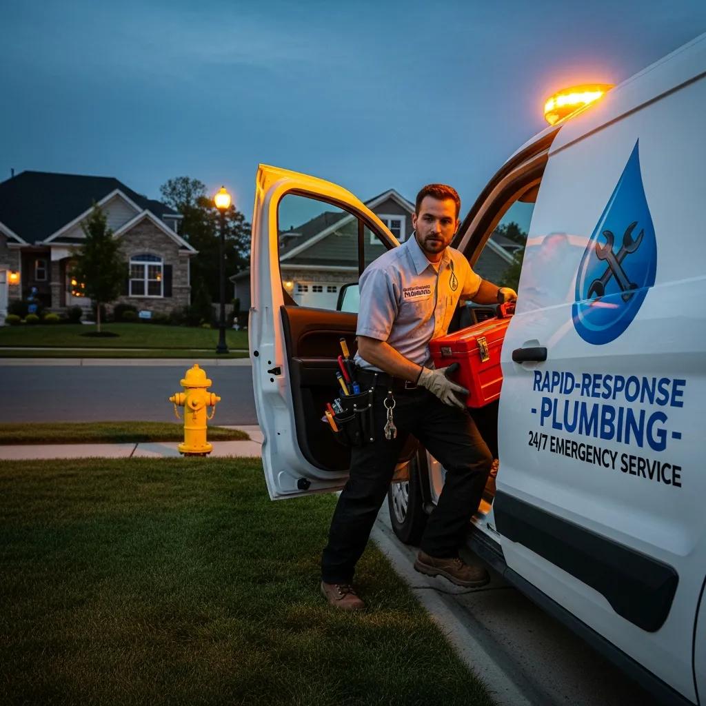 Frost & Kretsch technician responding to a residential plumbing emergency in a Taylor neighborhood