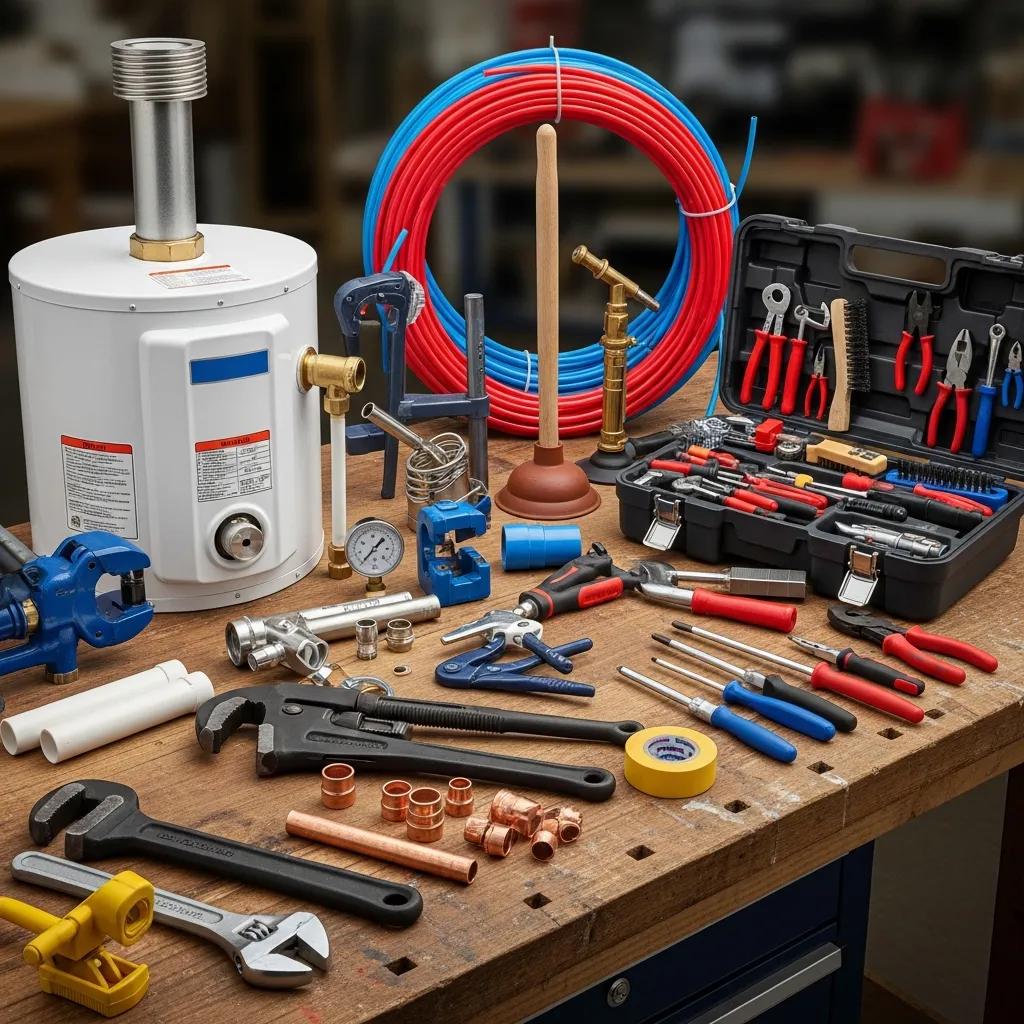 Assortment of plumbing tools symbolizing residential services available to Roseville homeowners