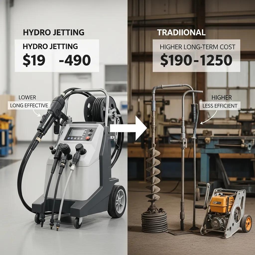 Hydro jetting setup compared to traditional drain cleaning methods