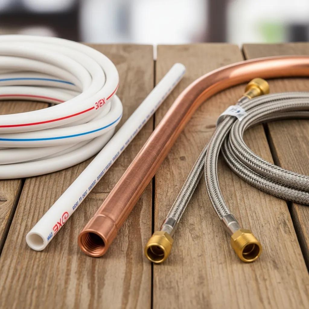 Comparison of PEX, copper, and braided stainless refrigerator water line materials