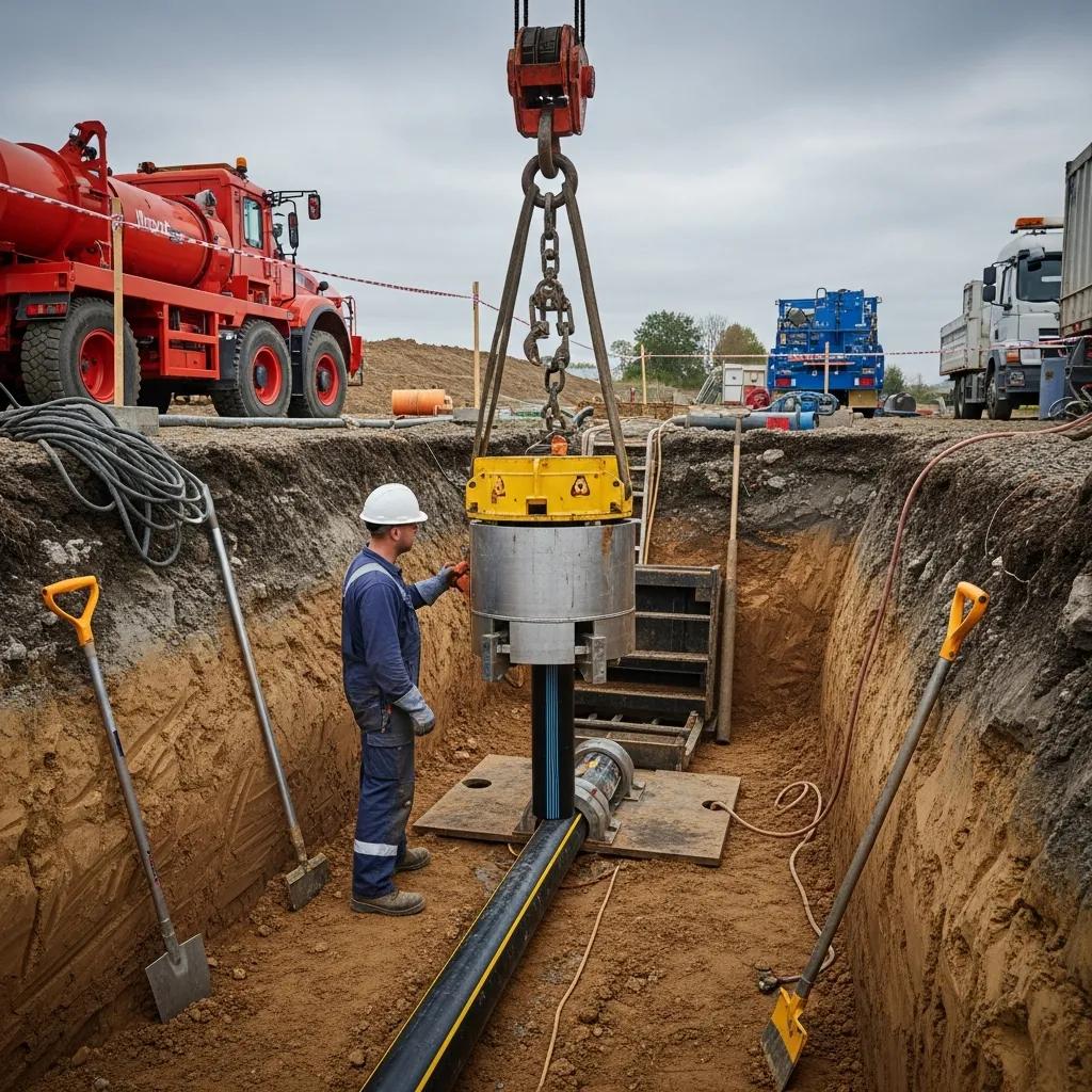Pipe bursting operation with minimal surface work at a residential job