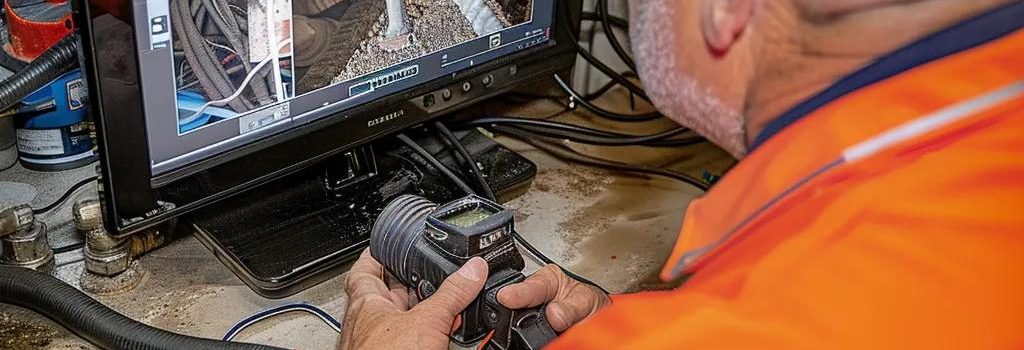 Plumber conducting sewer line camera inspection in Eastpointe